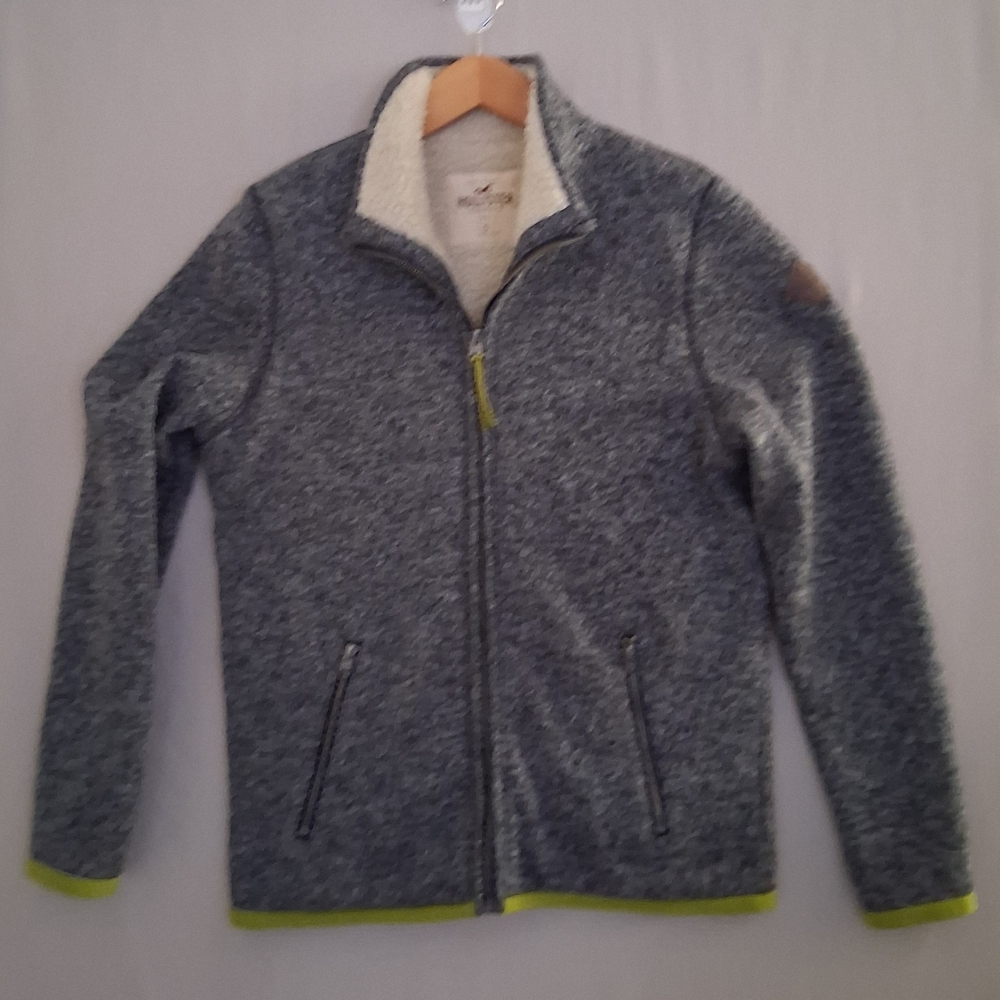 Hollister Fur Lined Full Zip Fleece Jacket : Size Small : Blue/Grey